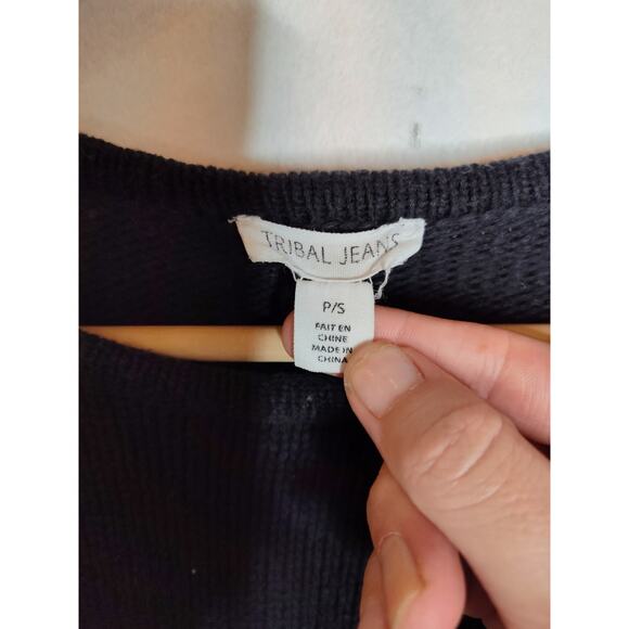 Y2K Tribal Striped Cropped Sweater size L - Picture 2 of 7